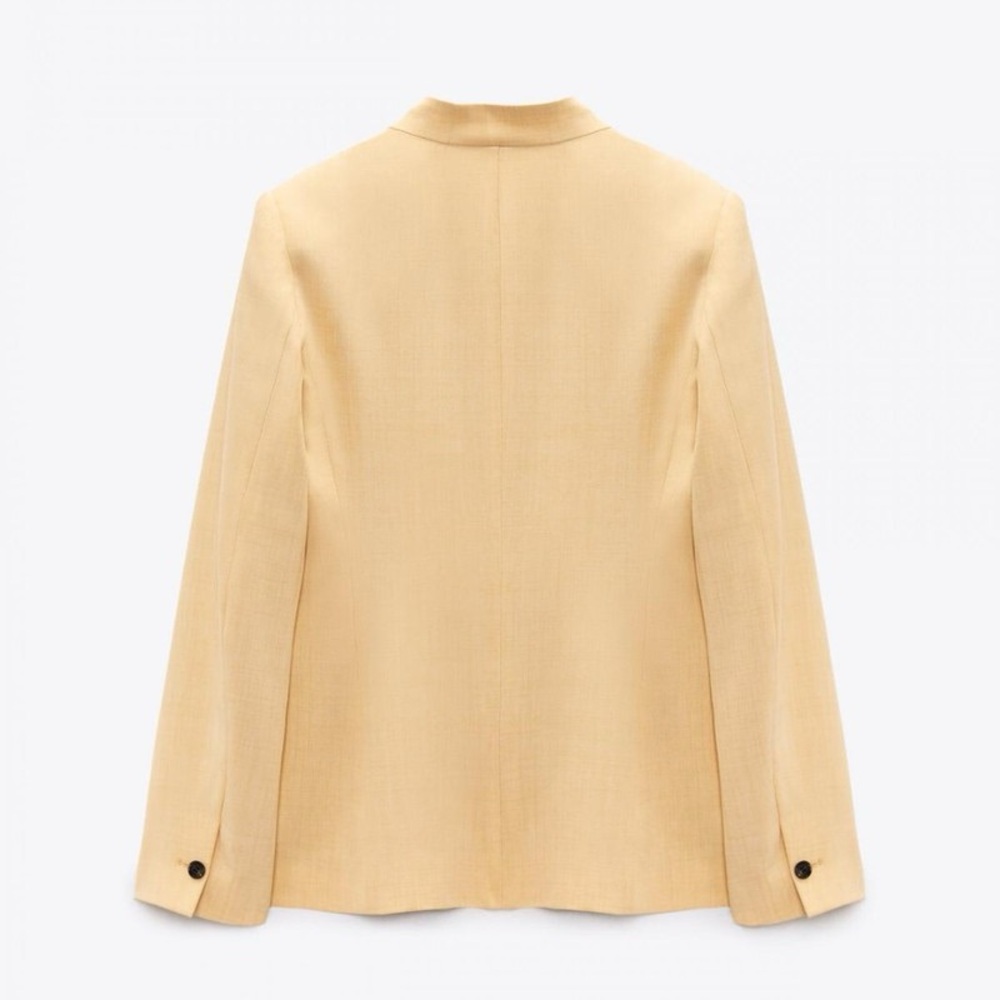 Zara Yellow Basic Blazer With Inverted Lapel Size… - image 2